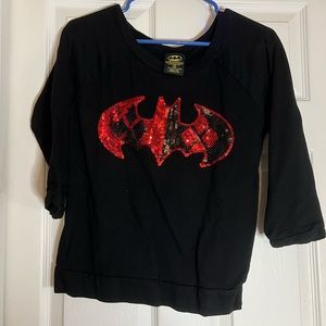Black Harley Quinn Sequin Batman Logo Sweatshirt Size Small